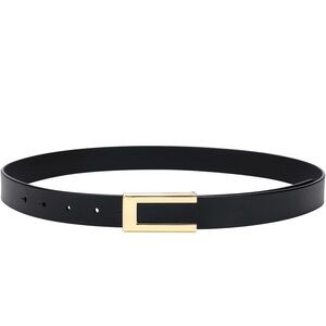 Real Leather Belt Skinny Waist for Dresses Jeans Pants with Gold Buckle 105cm